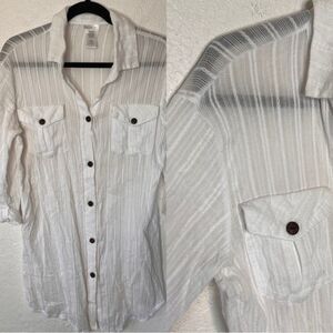 Dotti Boho 100% Cotton Lightweight Pointelle Shirt Dress Beach Cover Up size XS